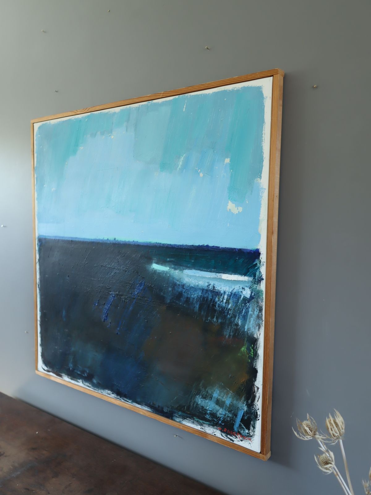 Blue Divide Oil Painting, 1970s photo 803.0
