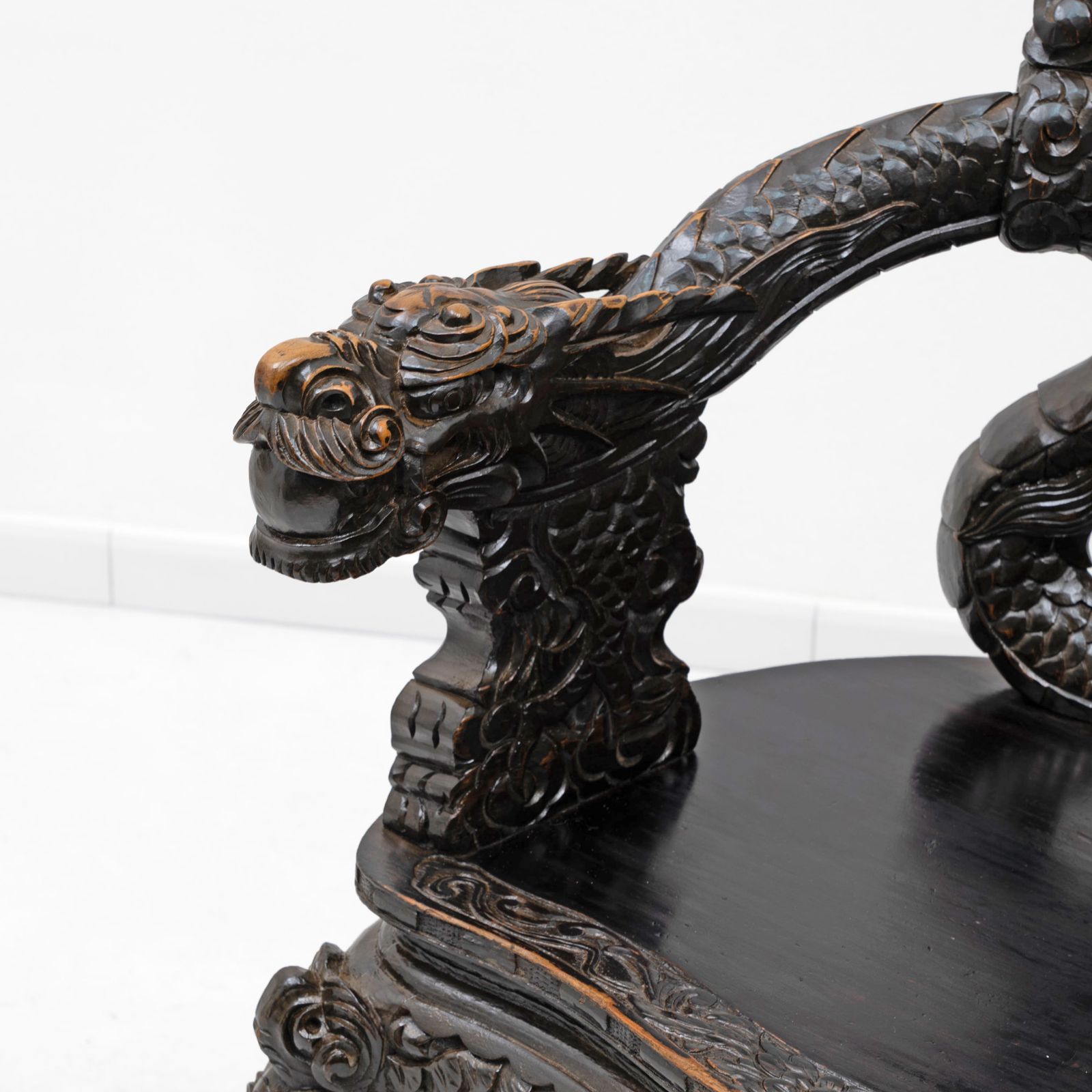 4793.0 Pair Of Chinese Qing Dynasty Carved Dragon Armchairs, Ebonized Hardwood, 19th photo