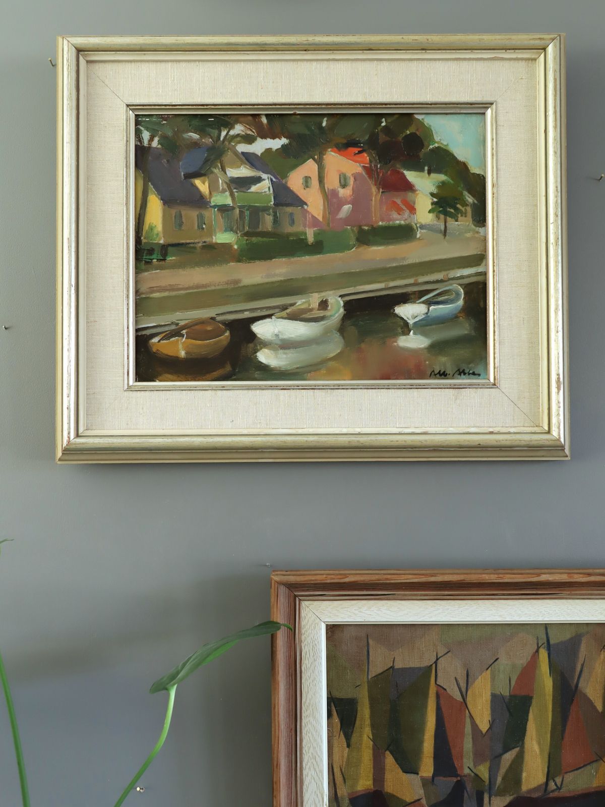 Houses By The Canal Oil Painting photo furniture