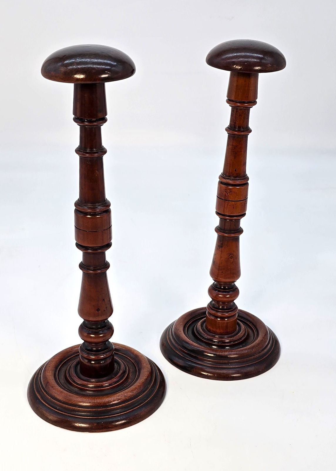 Pair Of 18th Century Wig Stands Made From Yew Wood, English Circa 1730 photo furniture