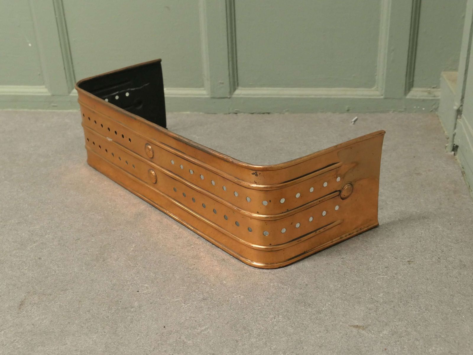 Victorian Art And Crafts Copper Fender This Is A Beautifully Designed Victorian Brass Fe photo furniture