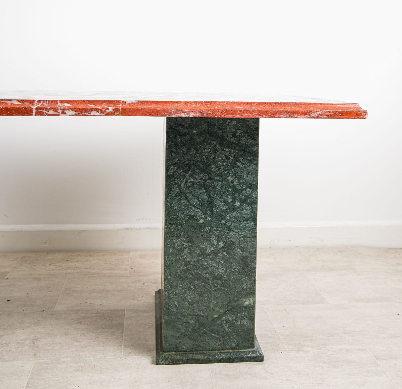 Vintage Marble Coffee Occasional Table   Italian Style Inlaid Marble Top & Green Marble Base photo 950.0