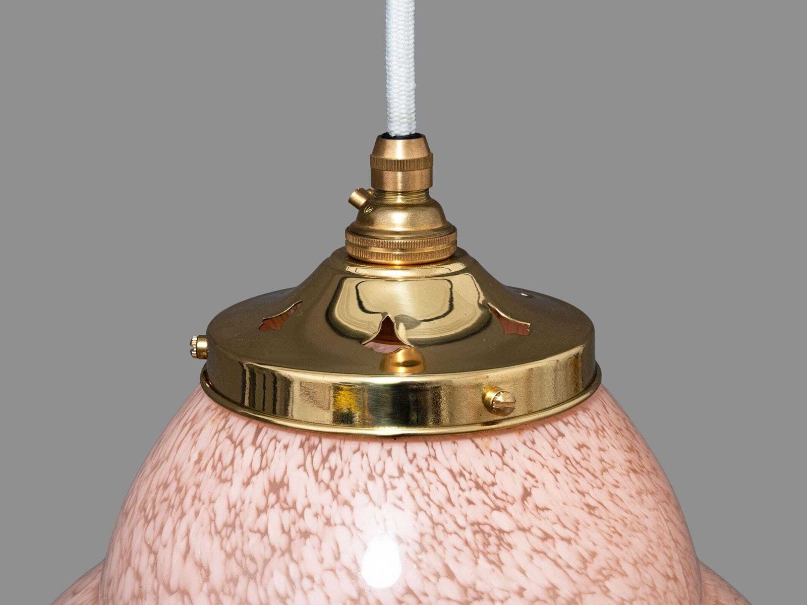 1930s Pink Glass Pendant Shade – Gold Bands, Art Deco Lighting Home Decor photo buy