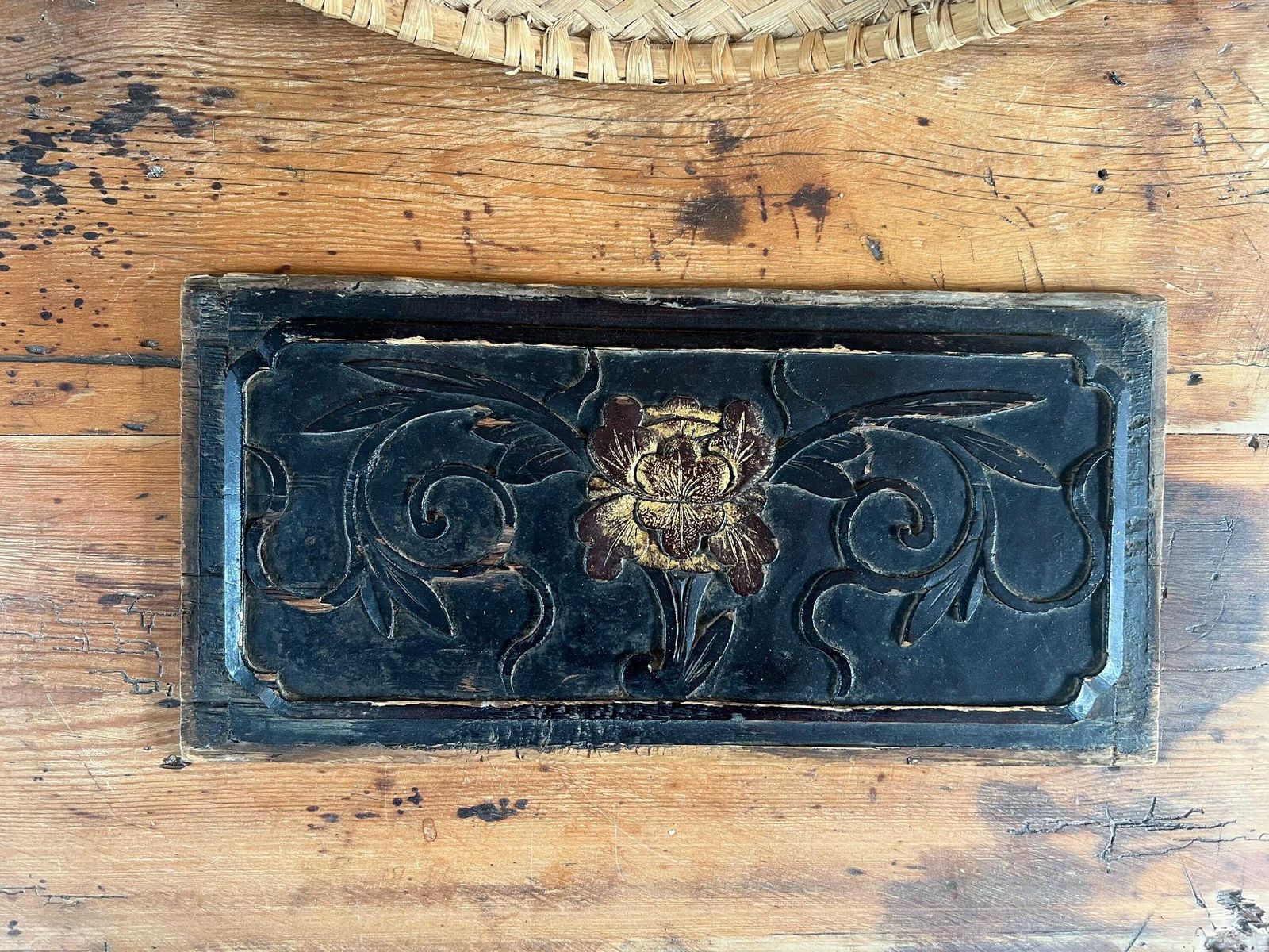 photo furniture Antique Chinese Wood Carving   Xi’an Bird And Flower Market Fragment   Hand Carved Peony Panel   Architectural Salvage Rustic Decor