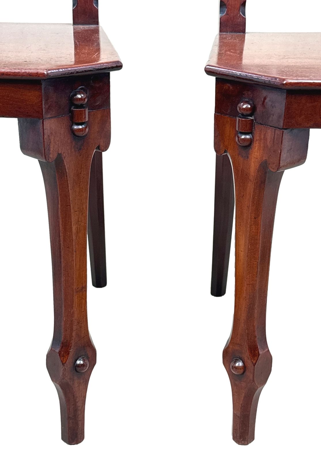 Pair Of Aesthetic Design Victorian Mahogany Hall Chairs (England, Circa 1880) photo buy