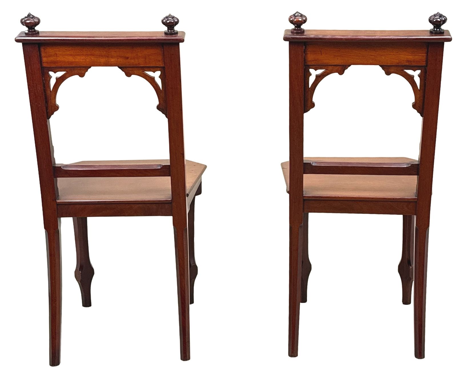 photo furniture Pair Of Aesthetic Design Victorian Mahogany Hall Chairs (England, Circa 1880)