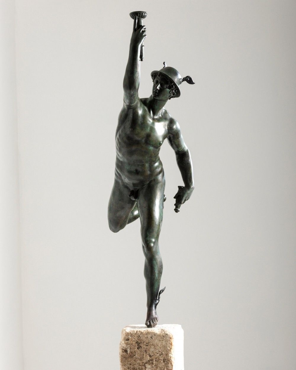 After Giambologna   Large Grand Tour Bronze Of Mercury On Carved Stone Column photo furniture