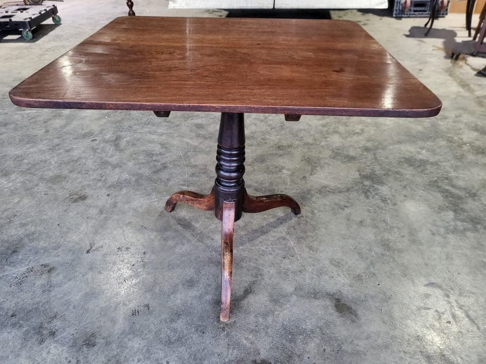 Antique Victorian Square Pedestal Tilt Top Occasional Dining Table