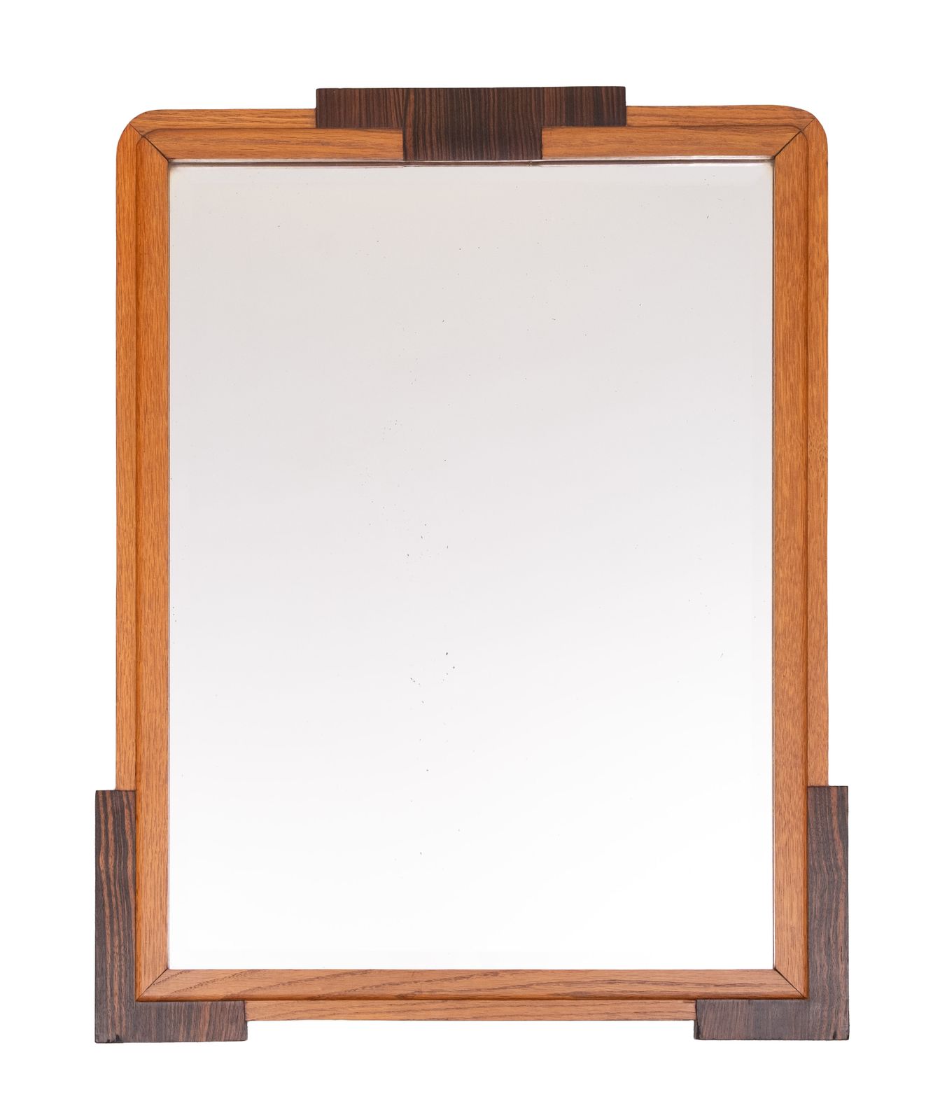 Nederlandse Art Deco Wandspiegel, Eikenhouten Lijst, Amsterdamse School, Jaren 1920