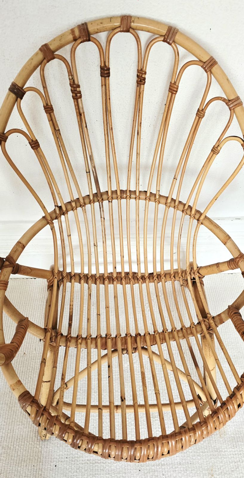 photo furniture A Pair Of Mid Century French Bamboo Clam Shell Chairs, Riviera.