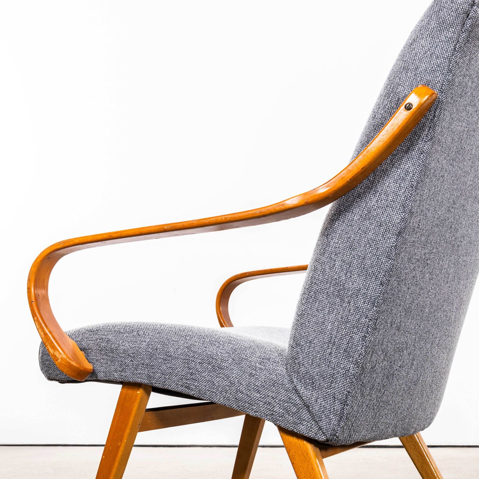 1950’s Jaroslav šmídek Cotton Linen Grey Marl Upholstered Armchairs photo furniture