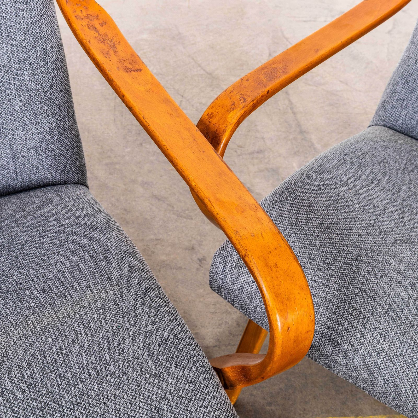 1950’s Jaroslav šmídek Cotton Linen Grey Marl Upholstered Armchairs photo Furniture