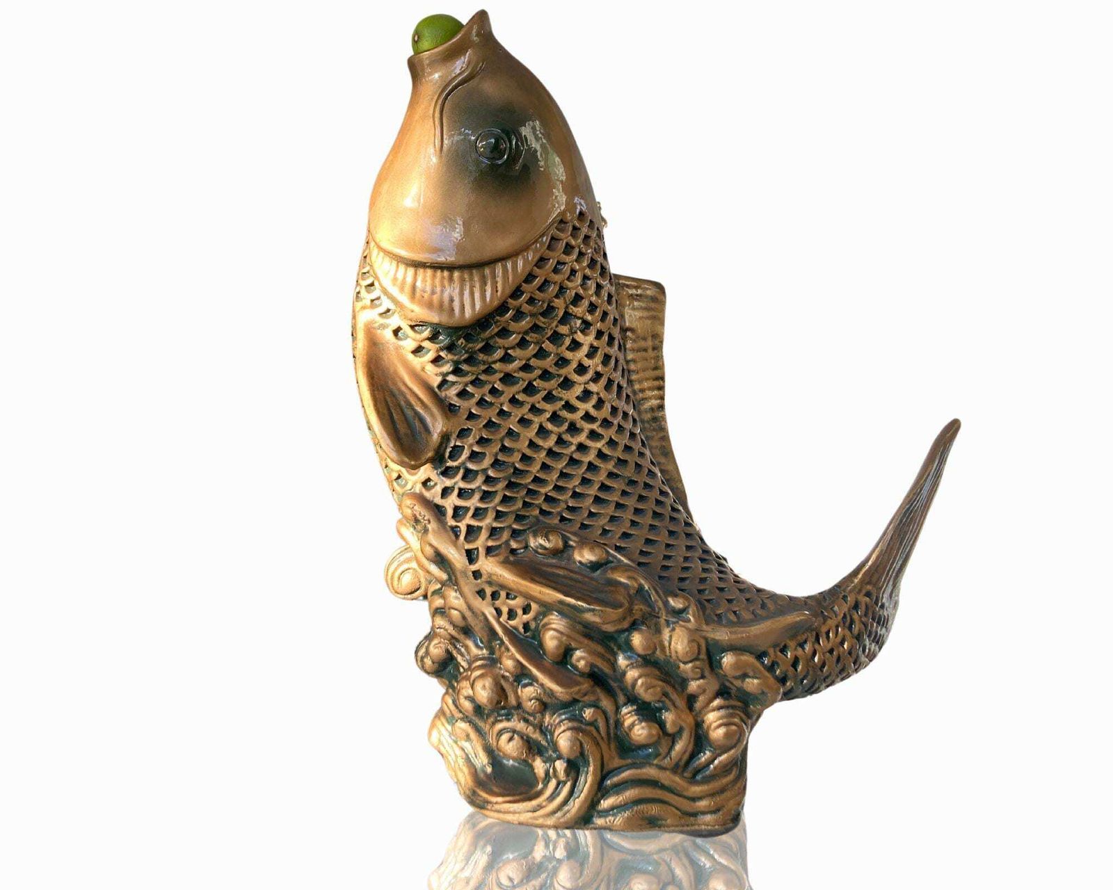 Koi Vissculptuur | Vintage Decoratief Object | Groot Interieurstuk