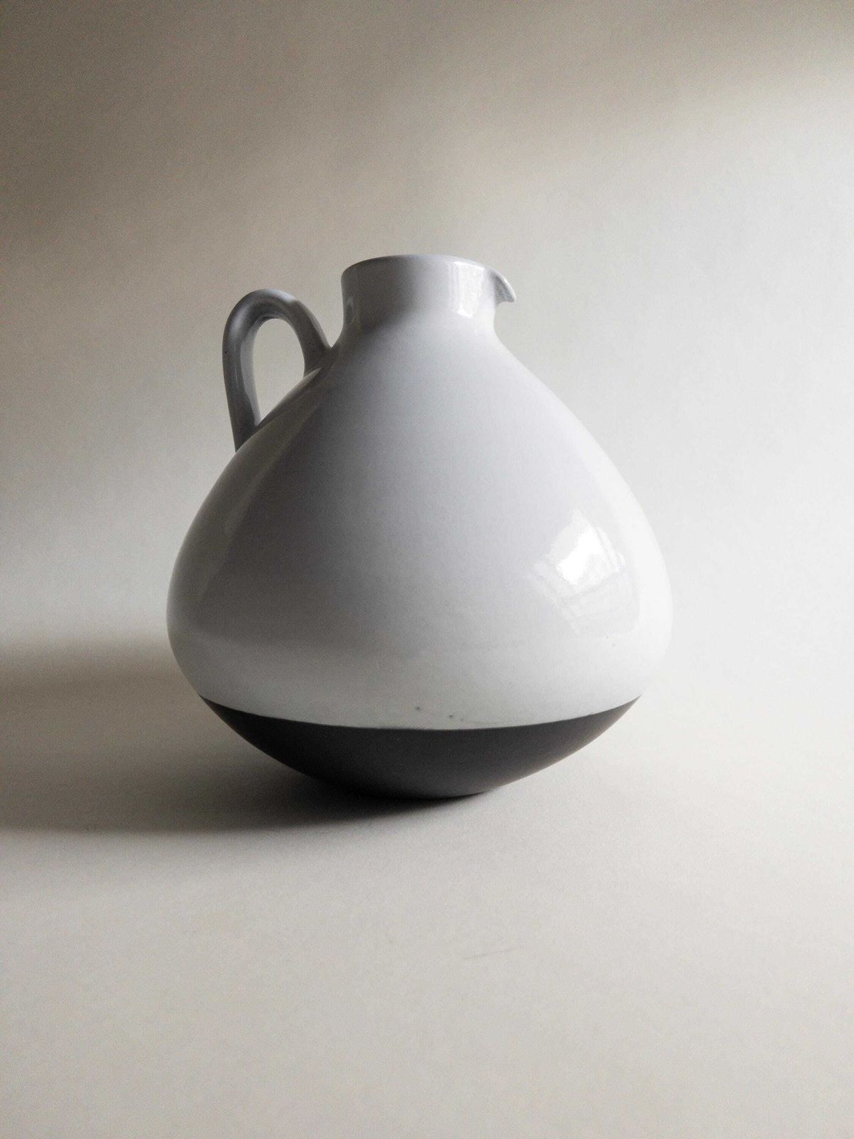 Swiss Studio Pottery Vase: Minimal White Ceramic With Handle photo 81.0