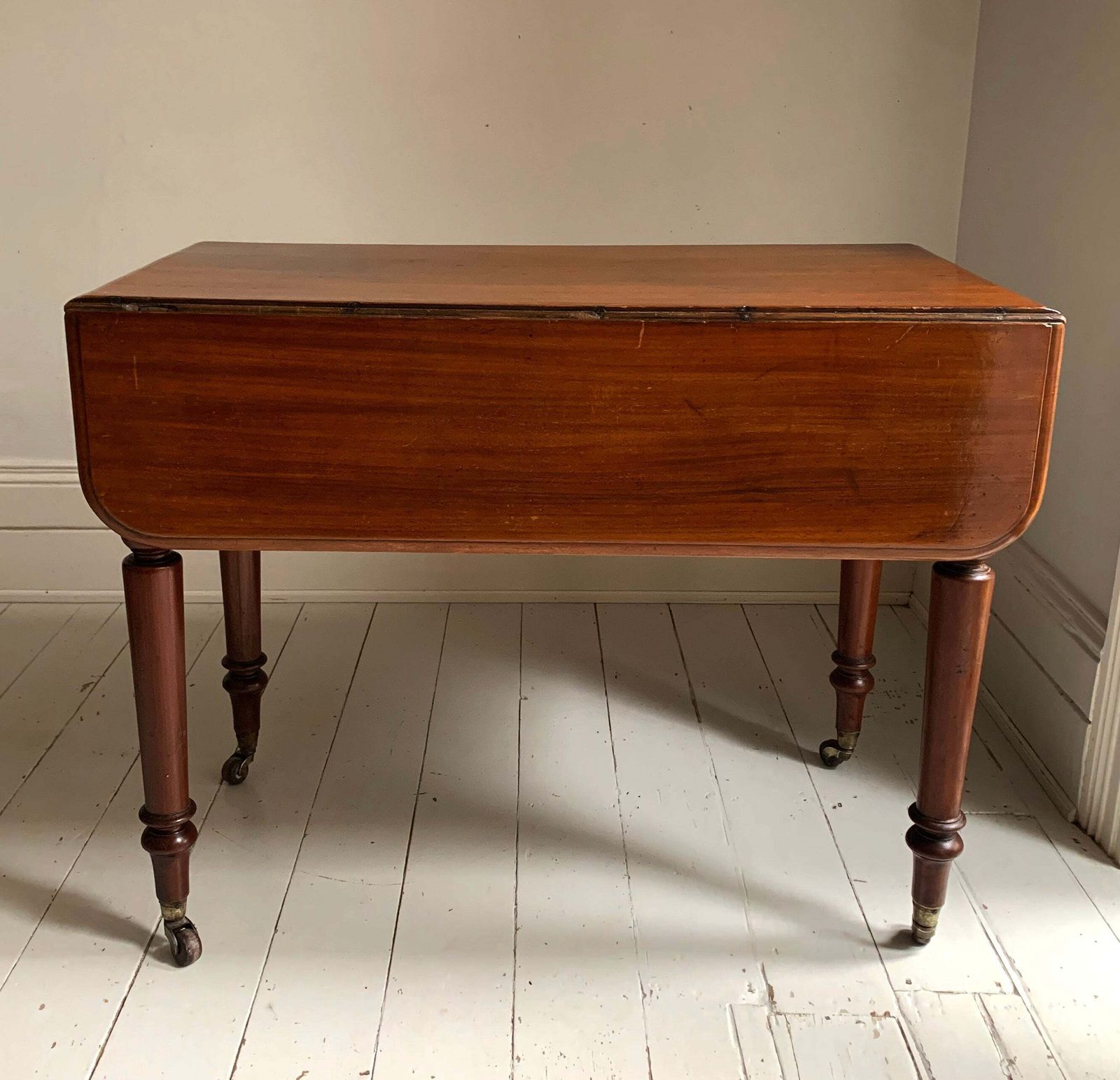 Antique Victorian Mahogany Pembroke Drop Leaf Table On Castors W/ Cutlery Drawer photo Furniture