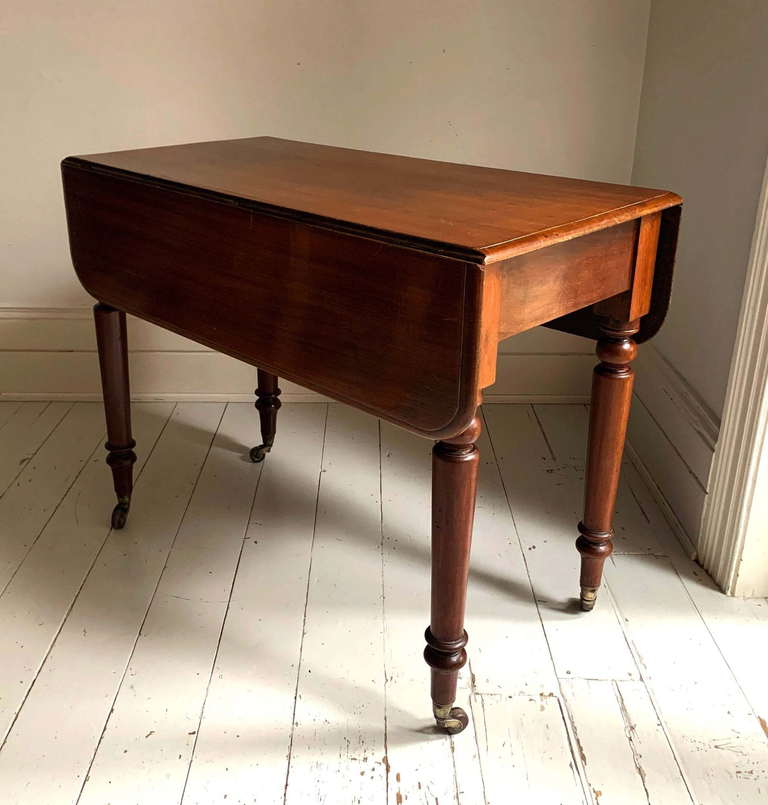 Antique Victorian Mahogany Pembroke Drop Leaf Table On Castors W/ Cutlery Drawer photo 295.0