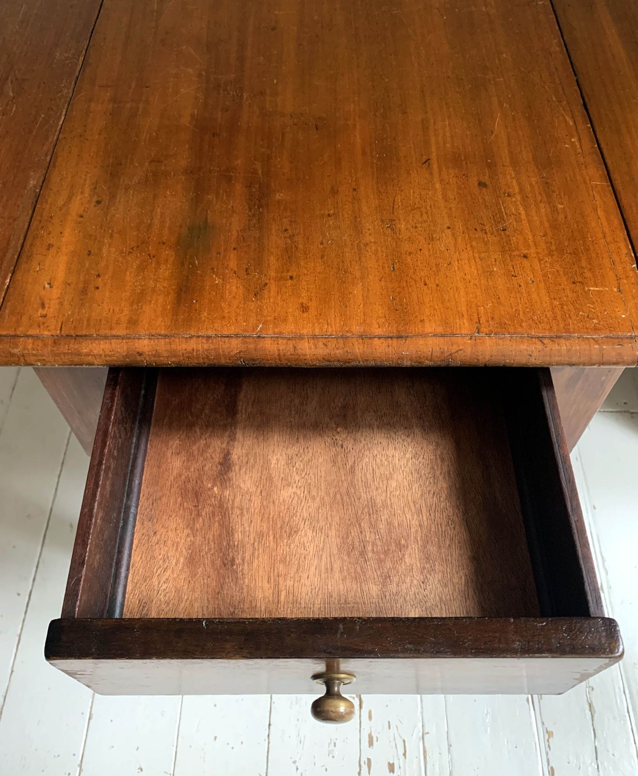 Furniture Antique Victorian Mahogany Pembroke Drop Leaf Table On Castors W/ Cutlery Drawer photo
