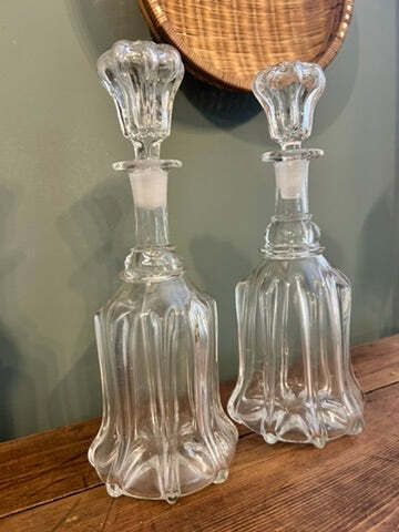 Pair Of Antique Hand Blown Glass Decanters With Stoppers photo Home Decor