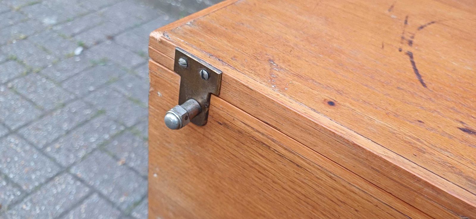 Vintage Mid Century Modern Solid Oak Sewing Box Table With Rare Sliding Top And Splayed Legs Retro Storage Cabinet Craft Organiser photo Furniture