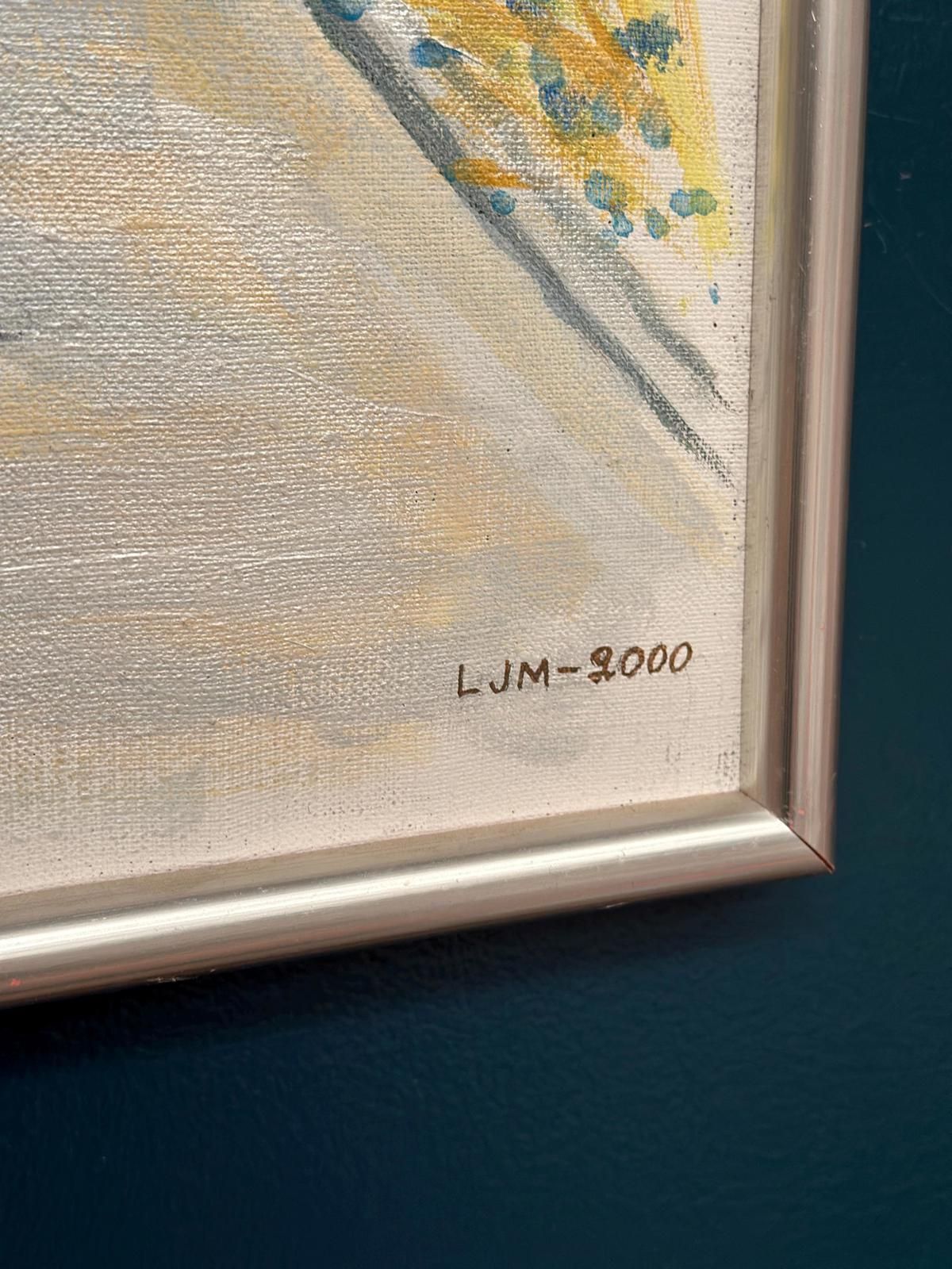 Original Swedish Oil On Canvas – “Landscape” By Lena Jenny Malmajo – Dated 2000 – Vintage & Framed – 46 × 37 Cm (18.1" × 14.6") photo Art