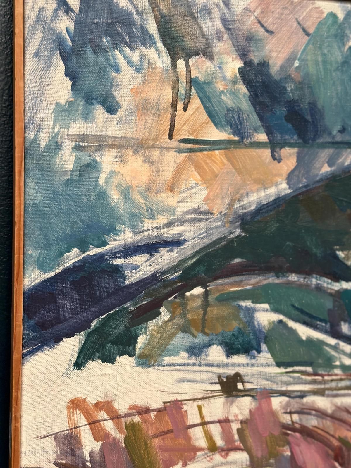 Original Mid Century Swedish Oil On Canvas – “Serene Landscape” By Sture Ekengren – Vintage & Framed – 62 × 48 Cm (24.4" × 18.9") photo vinterior