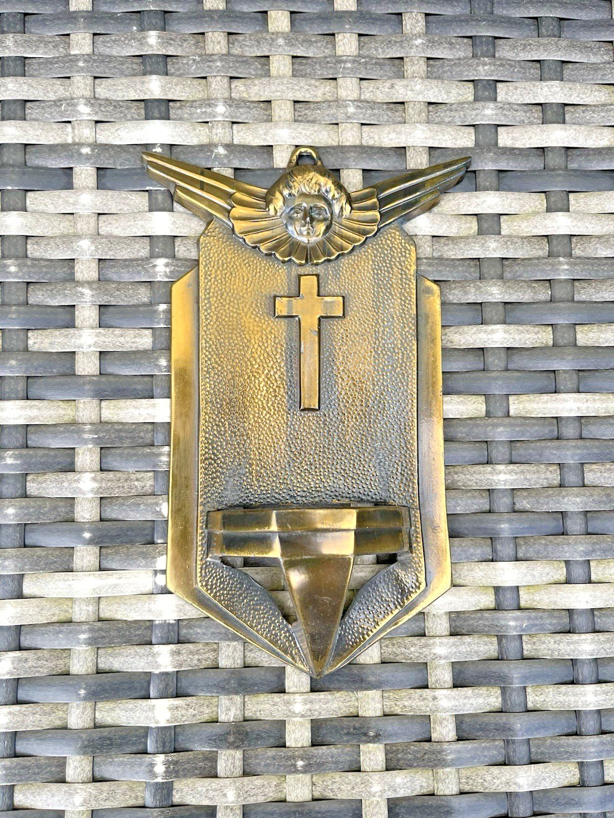 Belgian Antique Art Deco Angel Holy Water Catholic Church Font Signed Birembaux photo Art