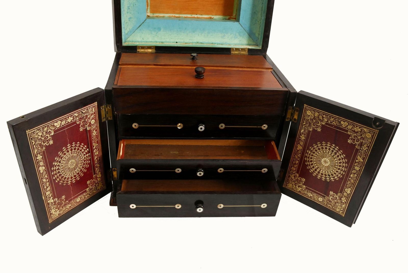 photo furniture Victorian Collectors Cabinet Mother Of Pearl Jewellery Chest 1880