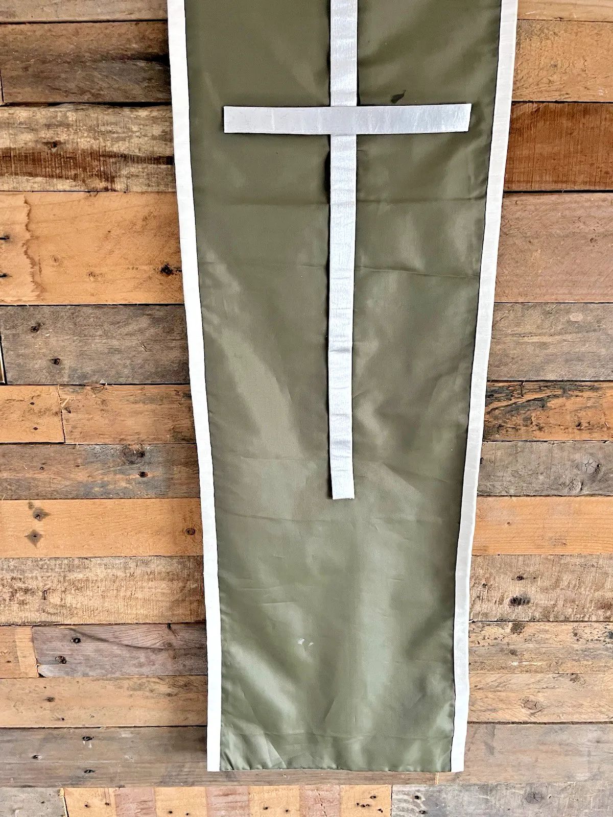 Large Vintage Religious Cross Church Banner Scroll Wall Hanging Sanctuary Decor photo vinterior