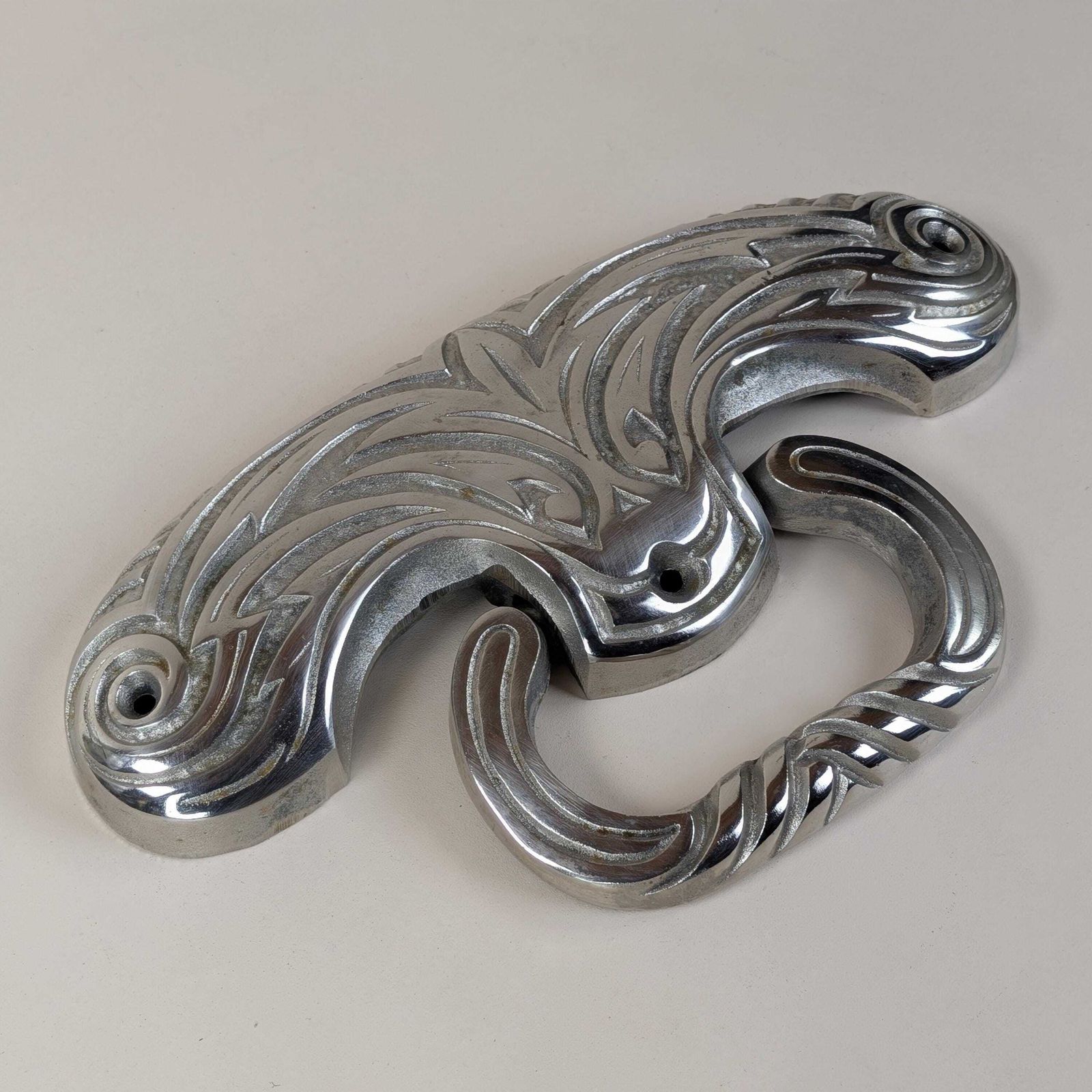 Heavy French Art Deco Chrome Cast Metal Door Knocker Jcr Depose Front Door C. 1920 photo 168.0