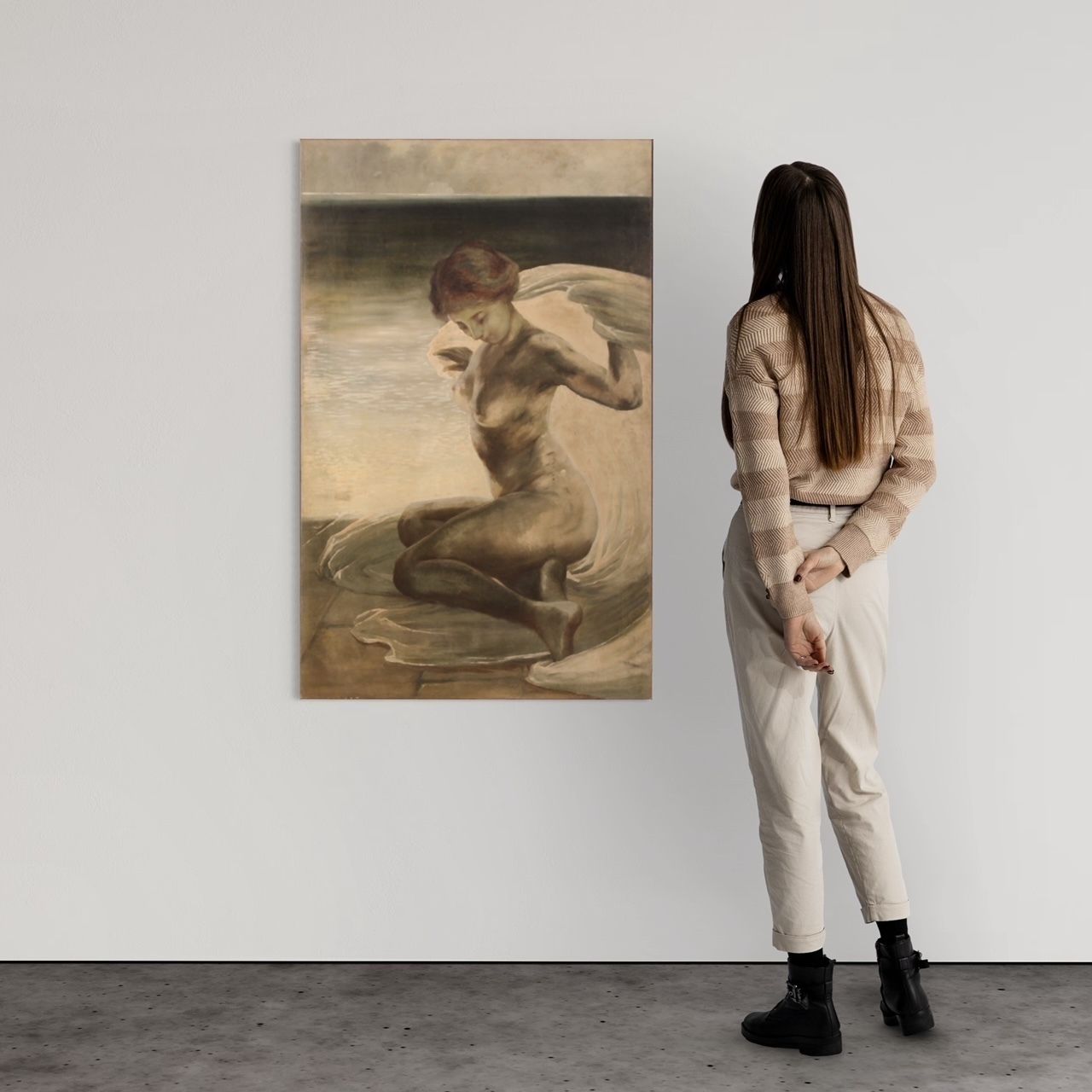 Nude Painting Of A Young Woman From The First Half Of The 20th Century photo vintage