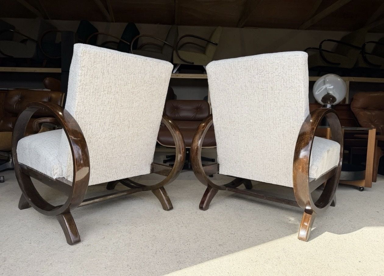 photo for sale Pair Of Jindrich Halabala Armchairs Art Deco Style