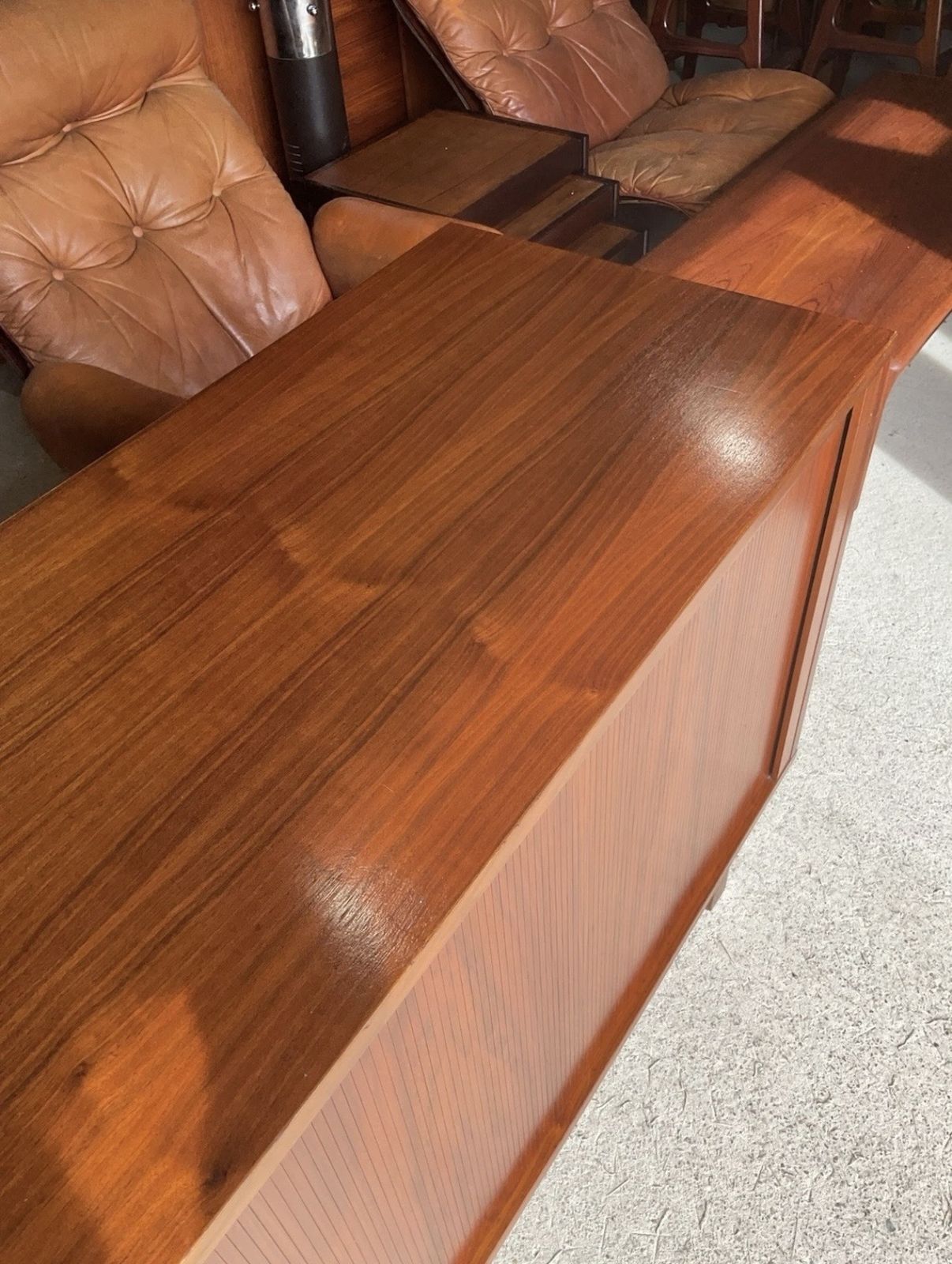 Mid Century Danish Teak Tambour Sideboard By Danflex Systems 1970s photo vinterior