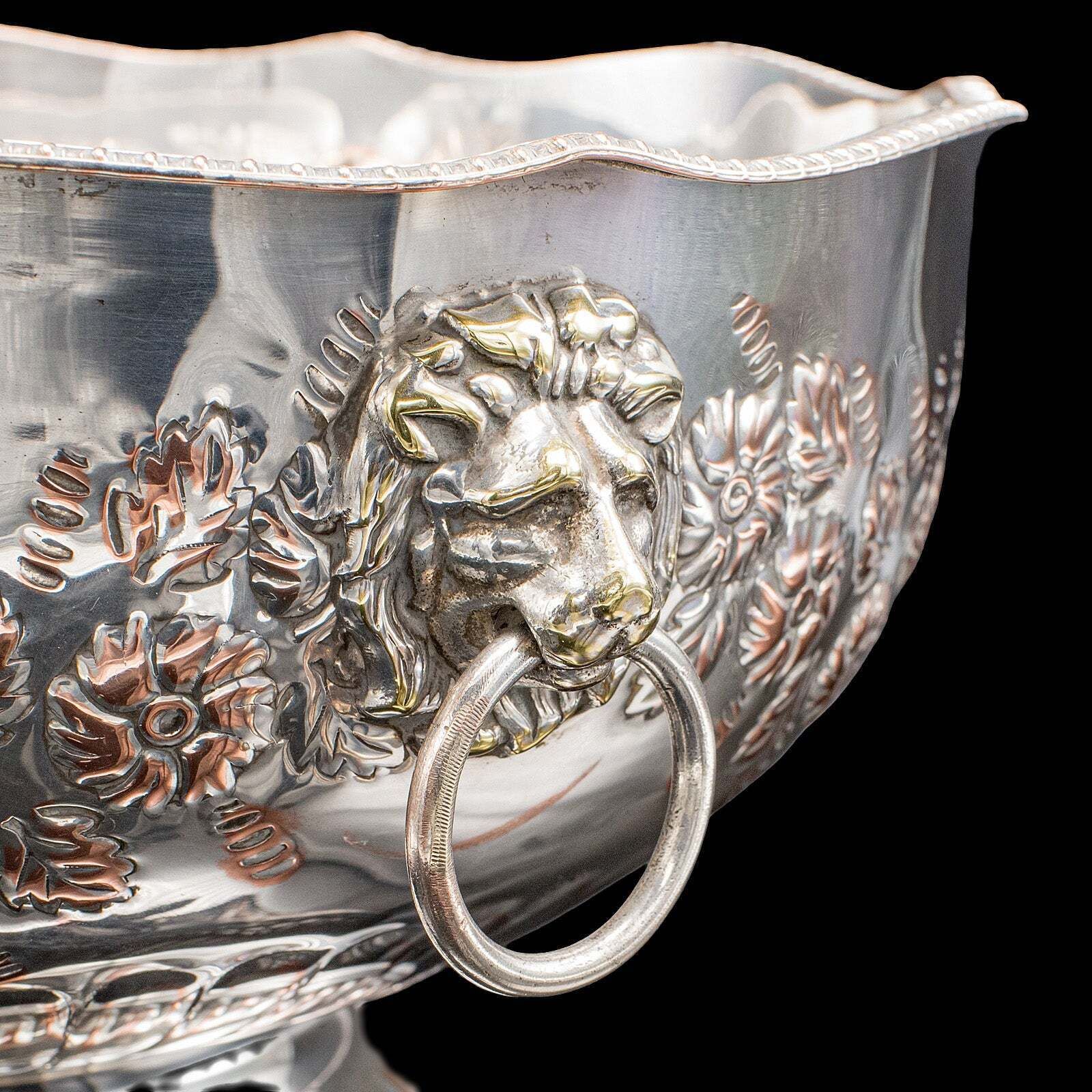 photo furniture Vintage Punch Bowl, English, Silver Plate, Ice Dish, Cooler, Trophy, Art Deco