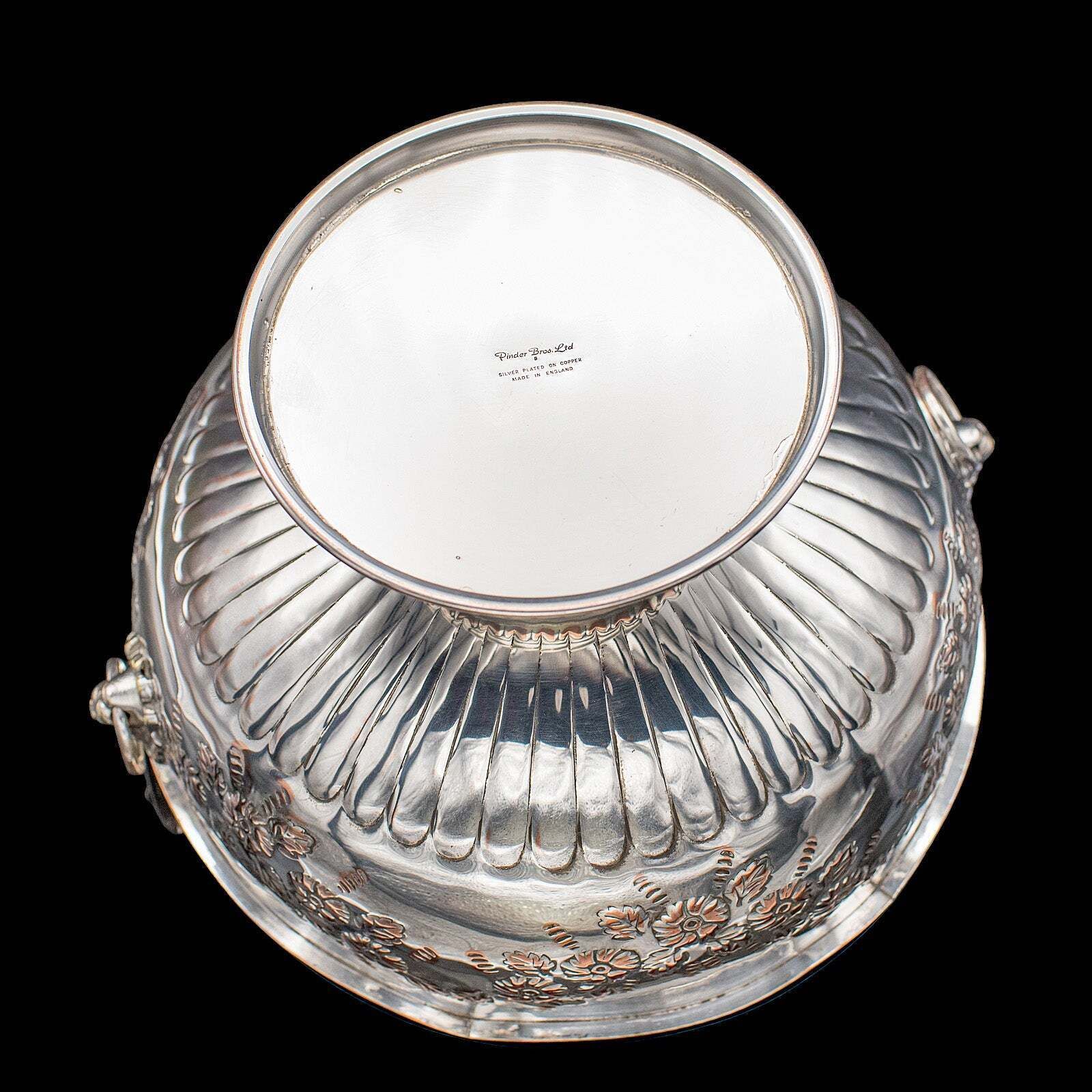 Home Decor Vintage Punch Bowl, English, Silver Plate, Ice Dish, Cooler, Trophy, Art Deco photo
