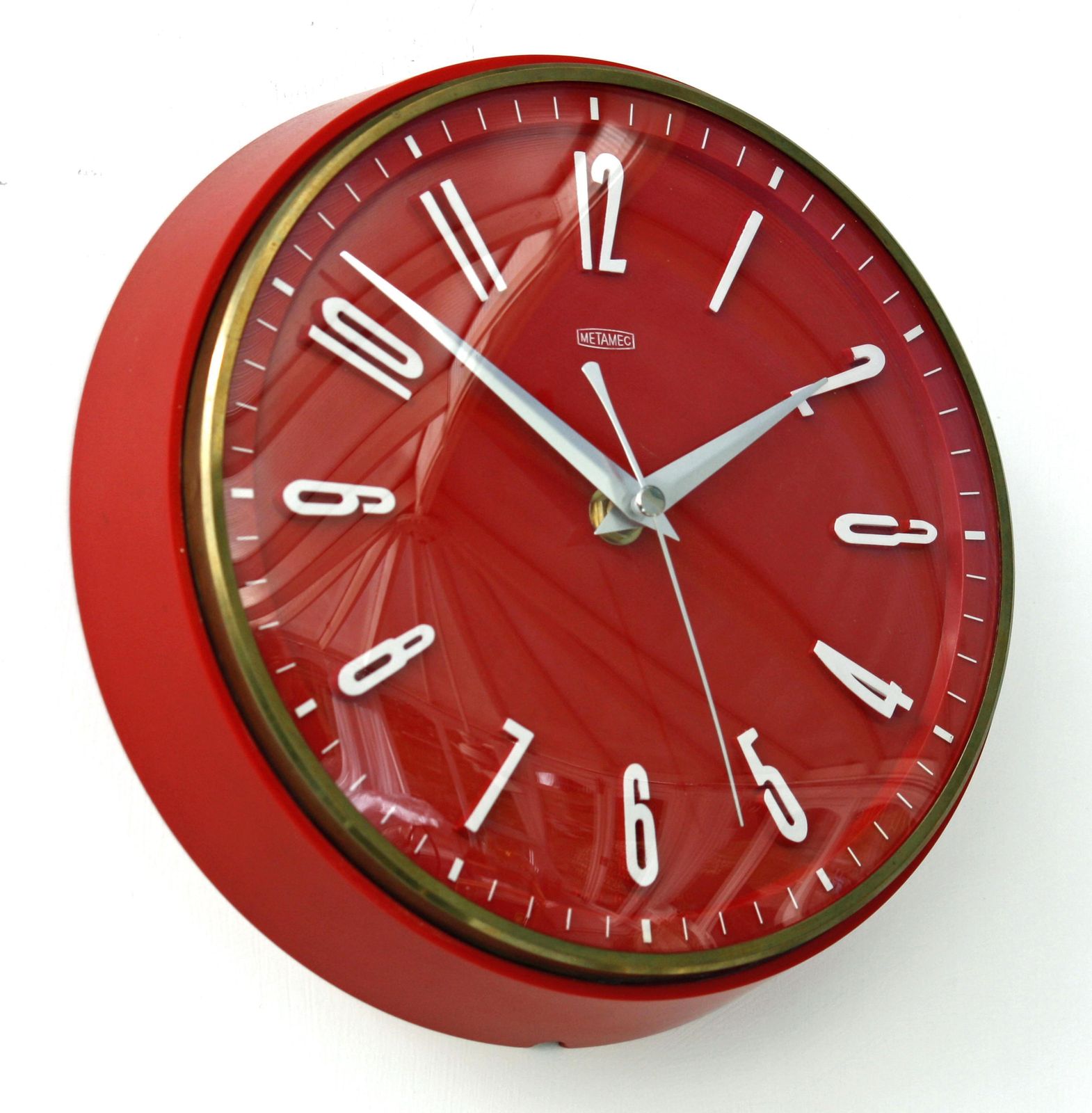 Vintage Metamec Wall Clock   22cm Red Retro Mid Century Clock Gift Kitchen Clock Off The Wall Clocks