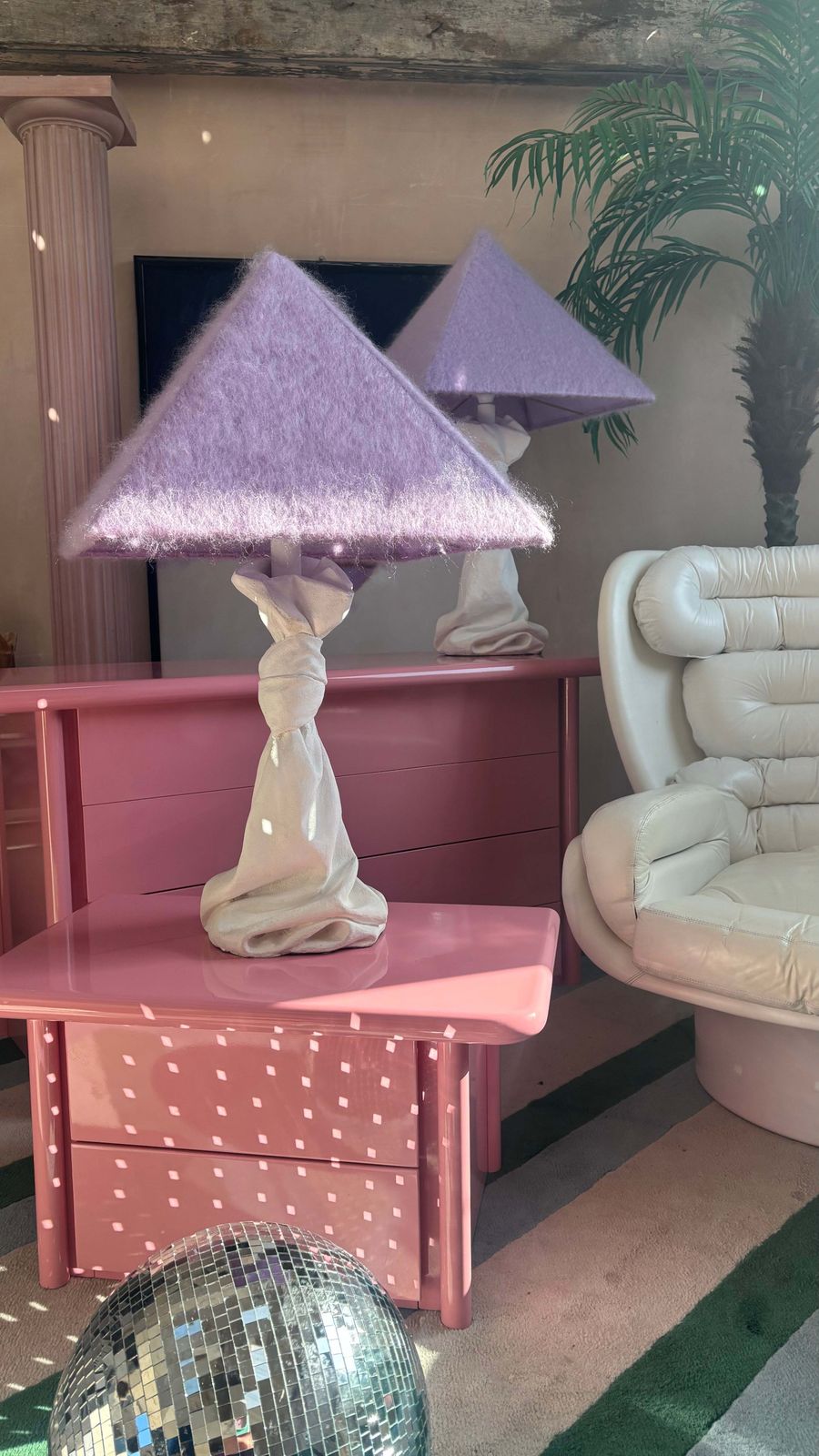 Rare Pair Of 1970s John Dickinson Drape, Knotted Table Lamps photo 2473.0