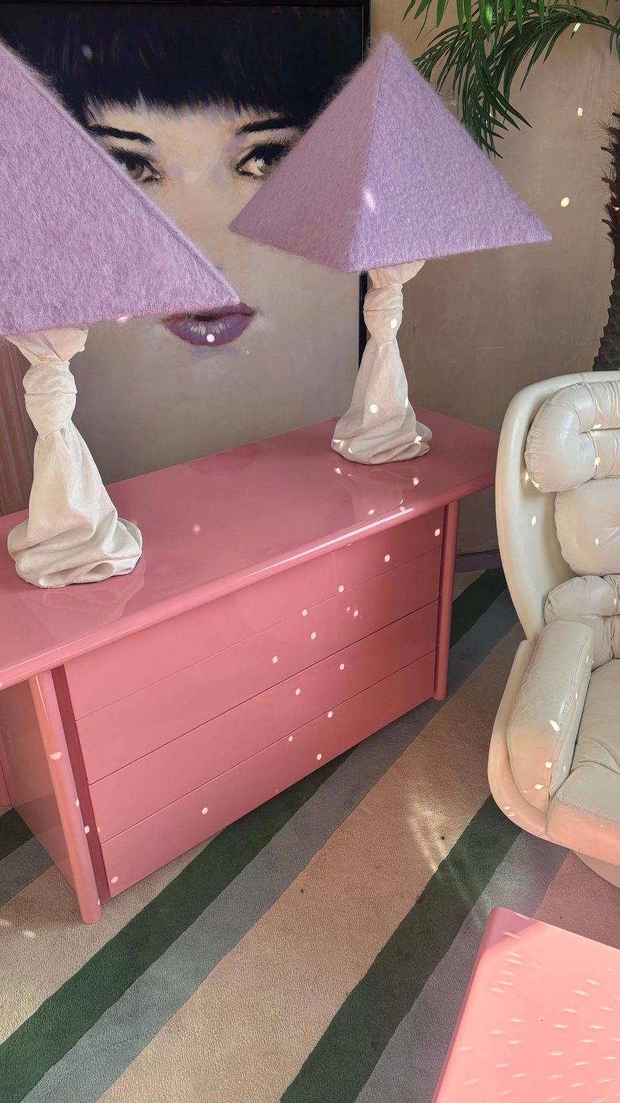 Rare Pair Of 1970s John Dickinson Drape, Knotted Table Lamps photo vinterior