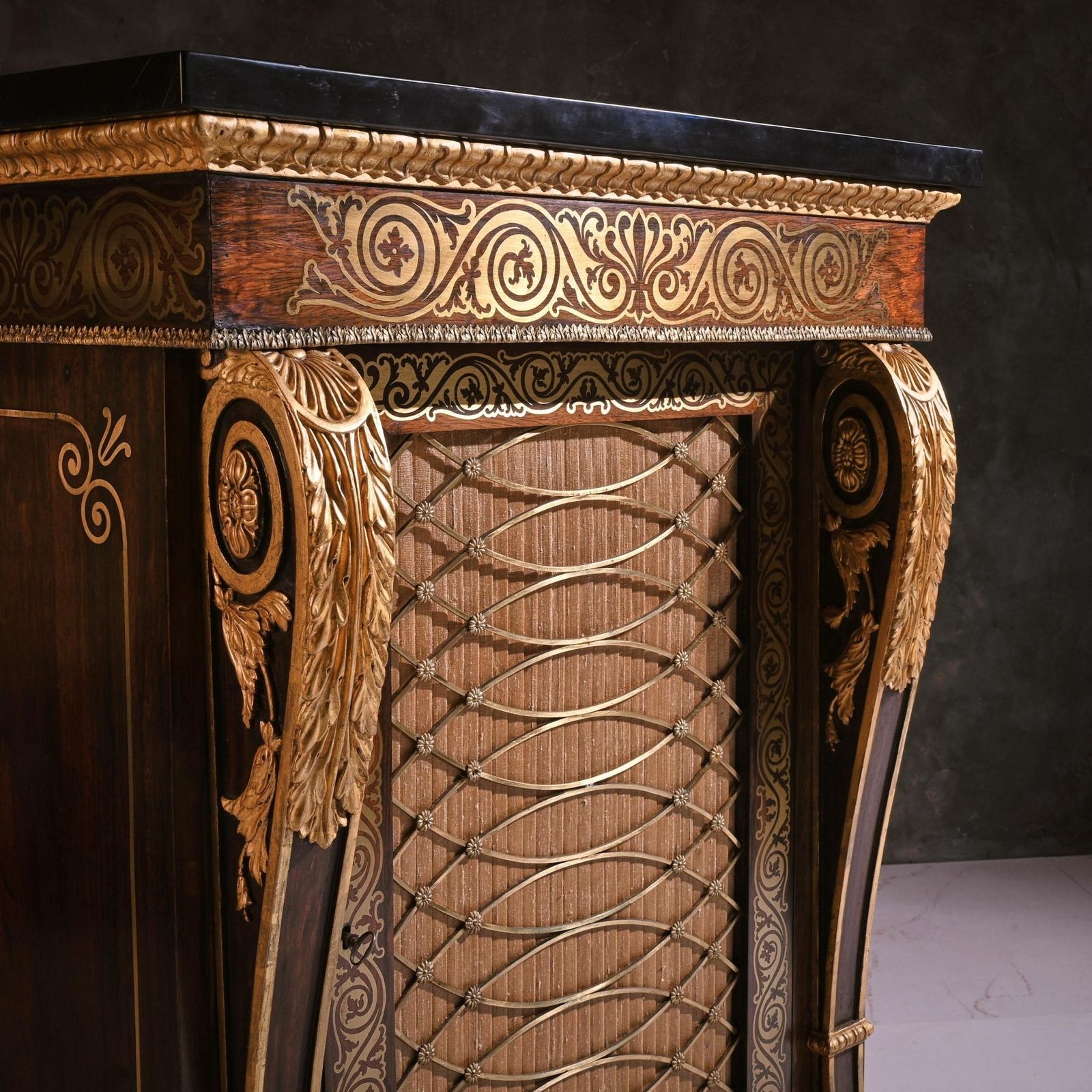 Fine Pair Of Regency Brass Inlaid Side Cabinets Attributed To Louis Constantin Le Gaigneur photo 22000.0