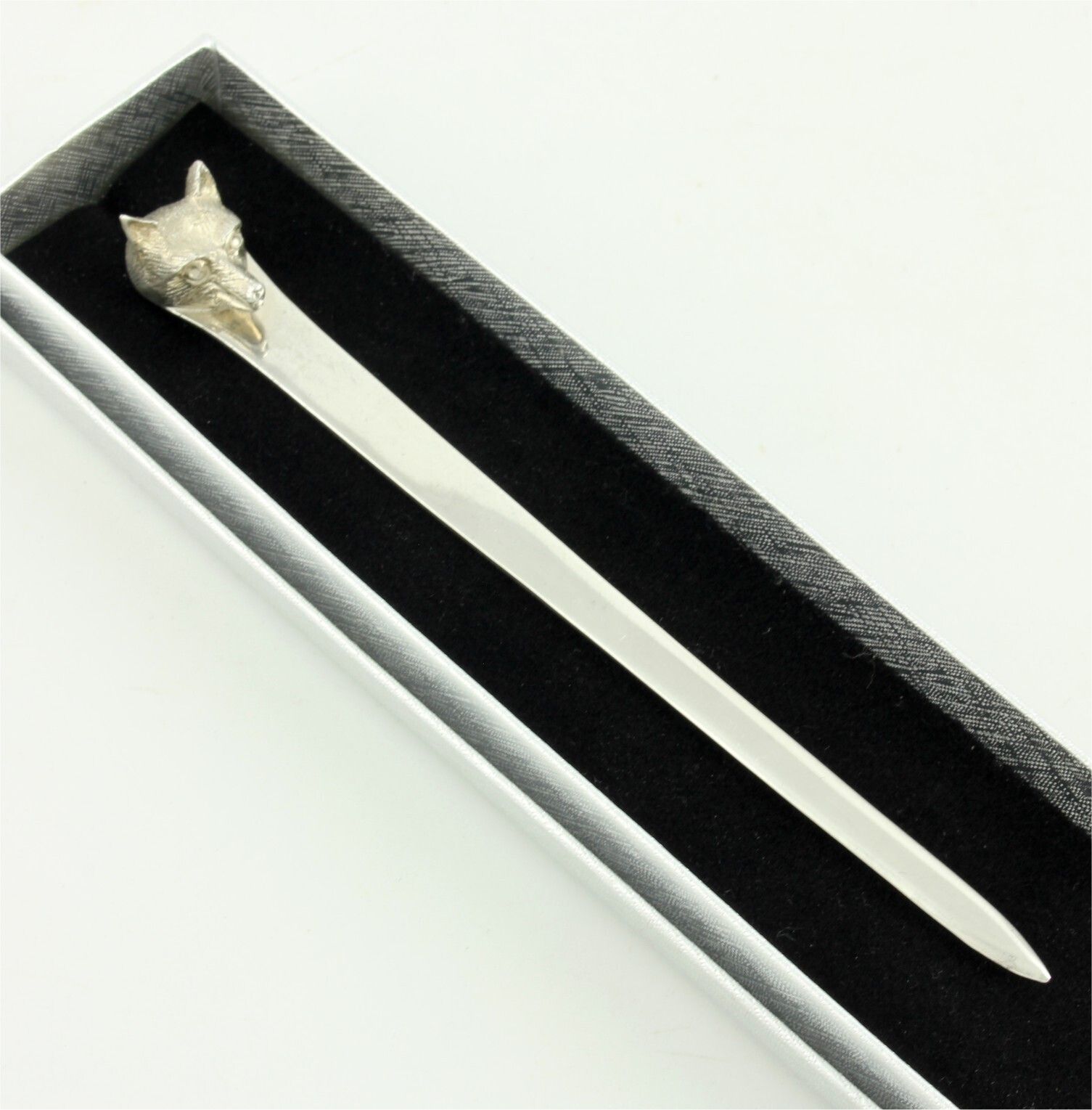 Antique Asprey Fox Head Silver Letter Opener. Paper Knife. Page Turner.