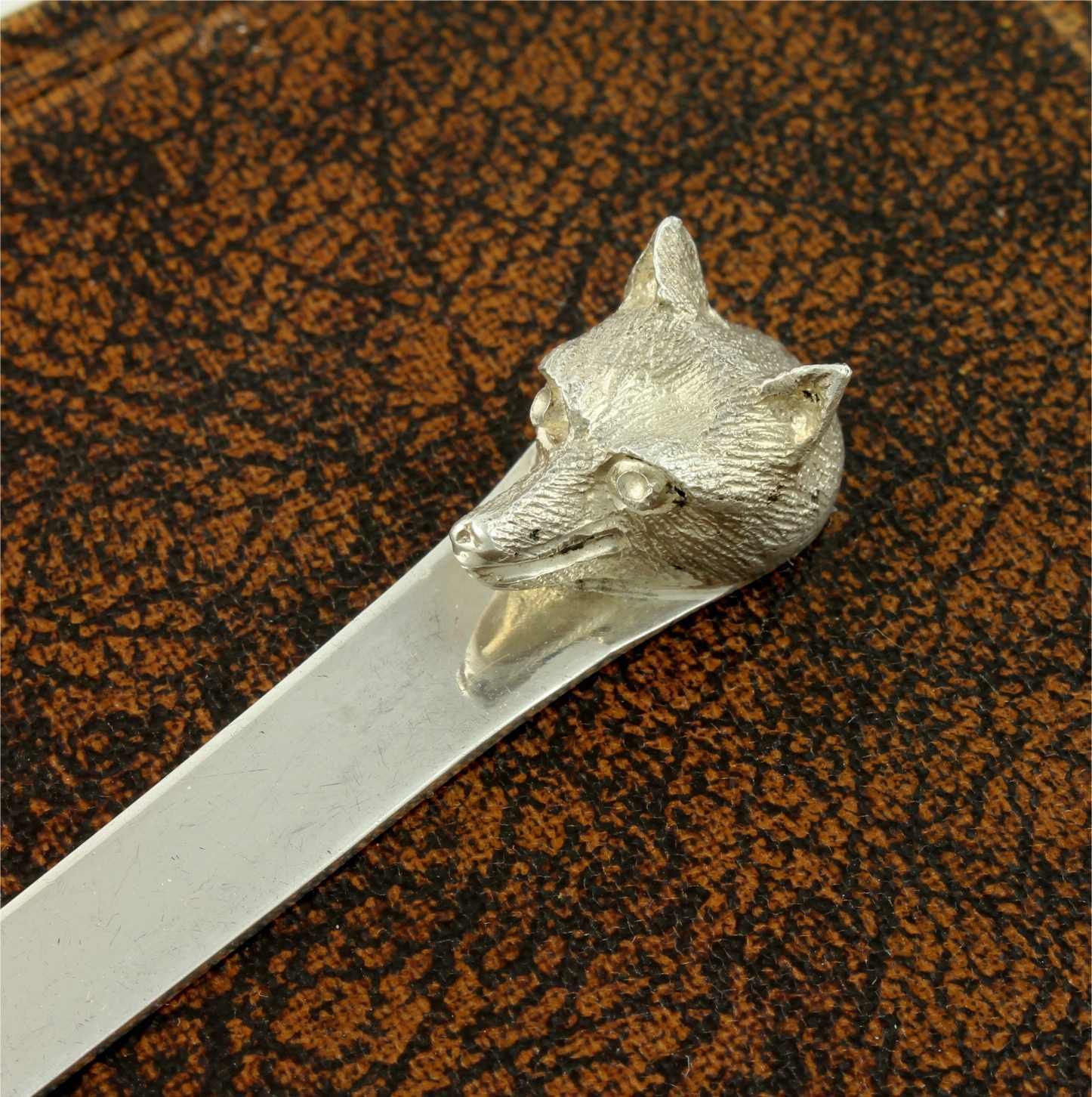 Antique Asprey Fox Head Silver Letter Opener. Paper Knife. Page Turner. photo 620.0