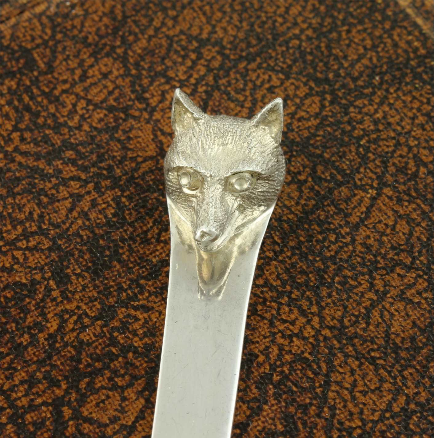 Home Decor Antique Asprey Fox Head Silver Letter Opener. Paper Knife. Page Turner. photo