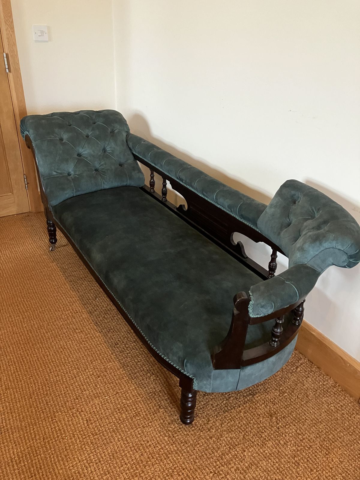 Jade Green Velvet Chaises Longues