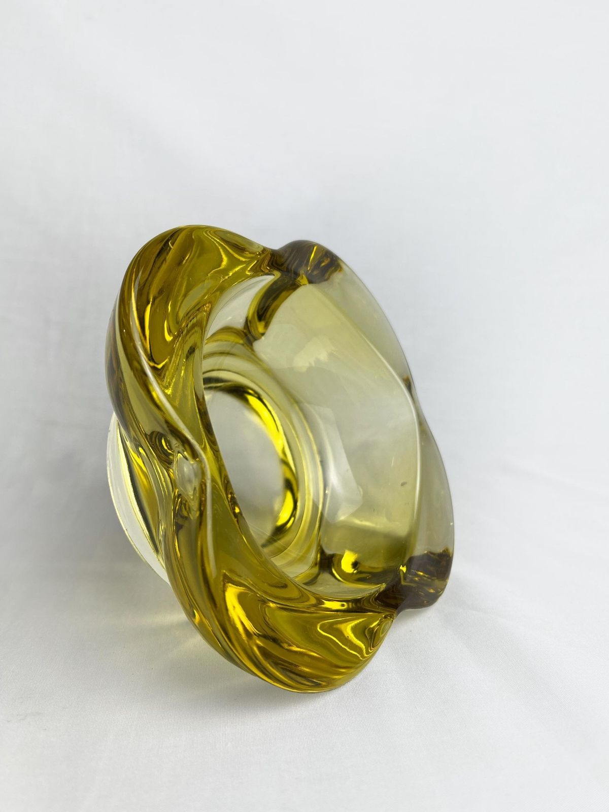 photo for sale Vintage Art Glass 1960s R Jurnikl Rosice Sklo Yellow Bowl Pattern 1175 Bohemian, Retro Art Glass Bowl, Czech Vintage Glass, Bright Yellow