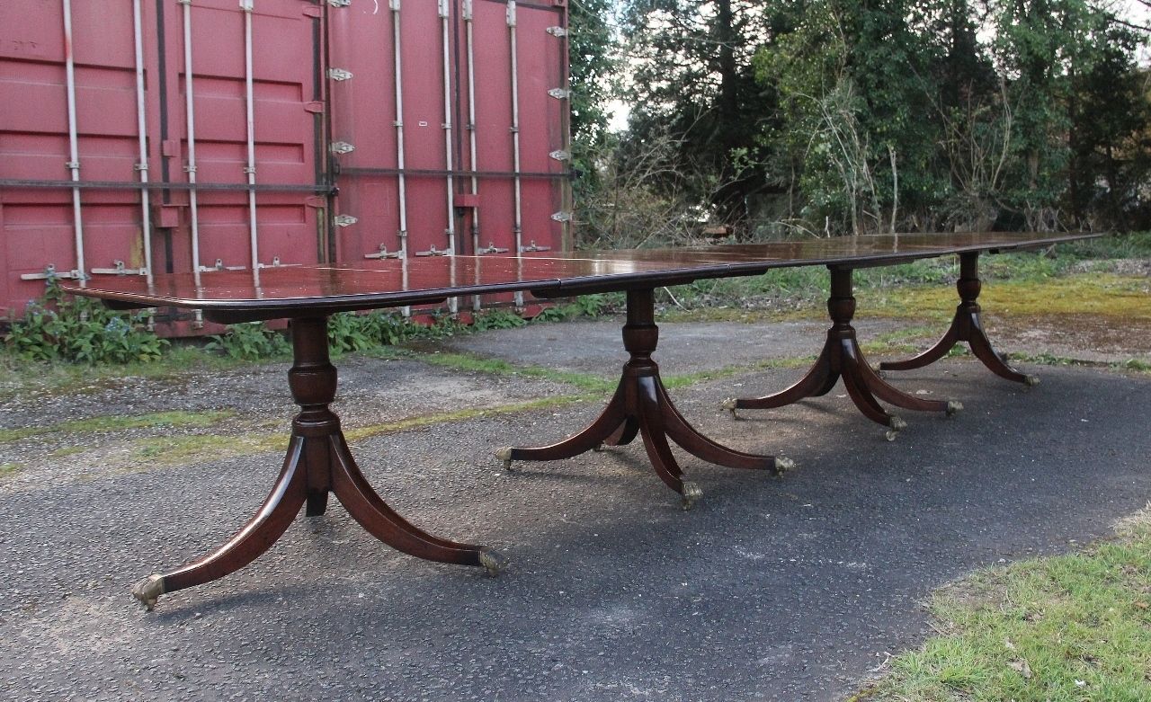 A Large Early 20th Century Mahogany Four Pedestal Dining Table photo furniture