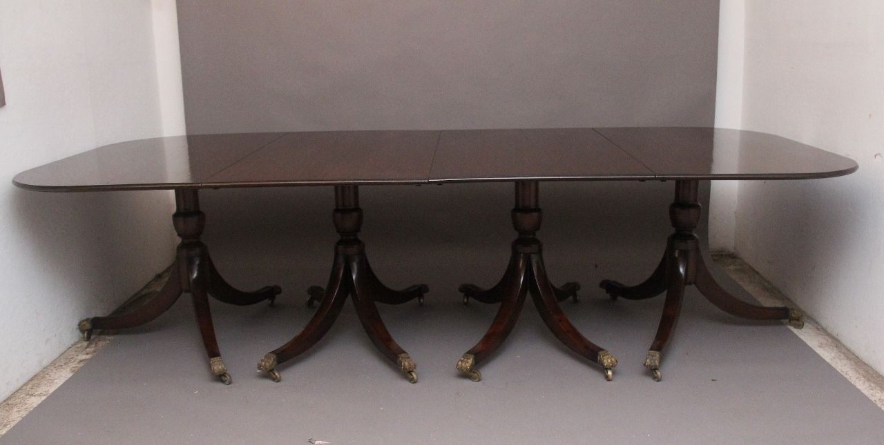 photo furniture A Large Early 20th Century Mahogany Four Pedestal Dining Table
