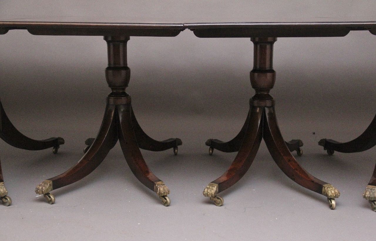 photo for sale A Large Early 20th Century Mahogany Four Pedestal Dining Table
