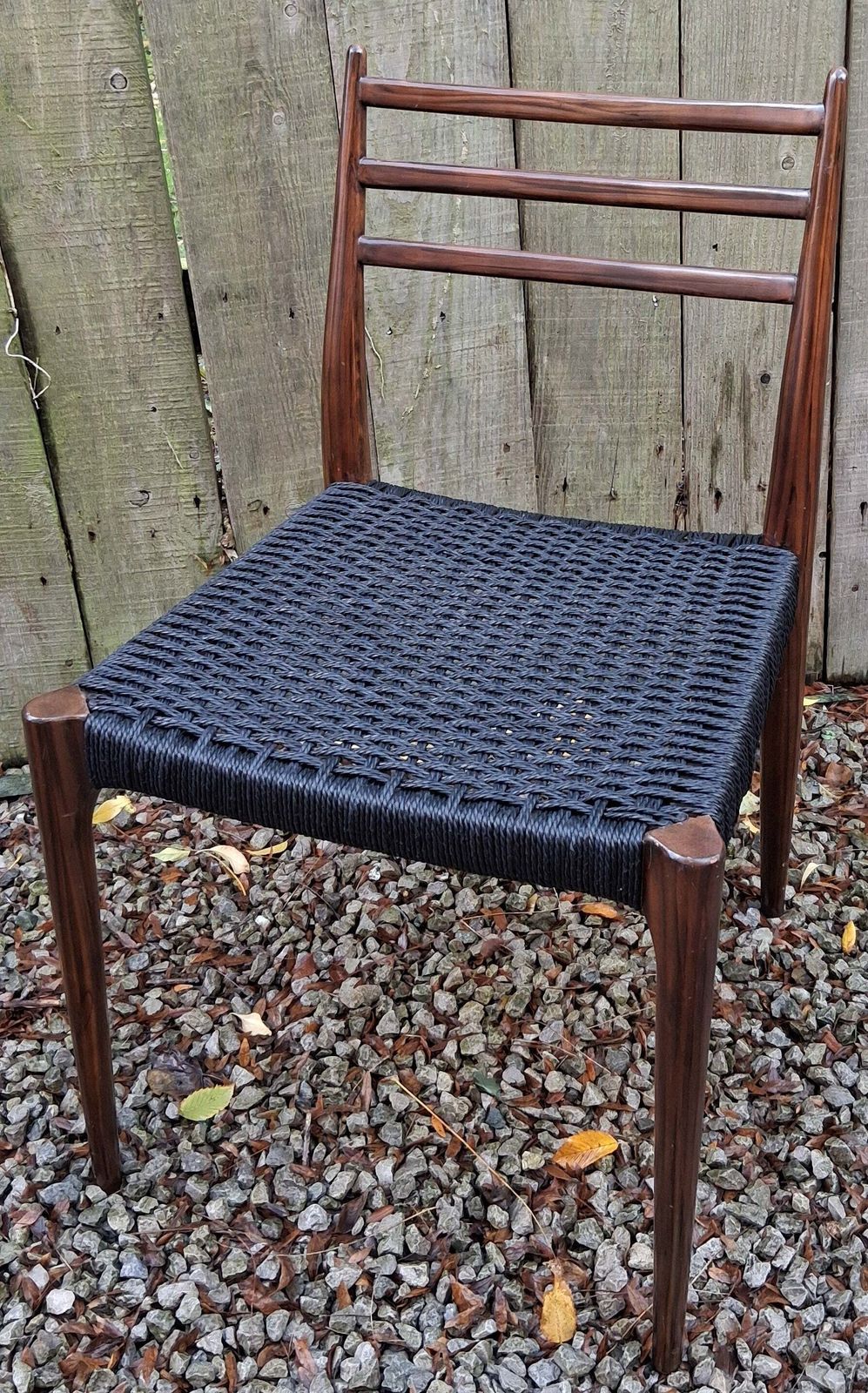 Mcm Ladder Back Danish Papercord Statement/Desk Chair Walnut Effect photo furniture