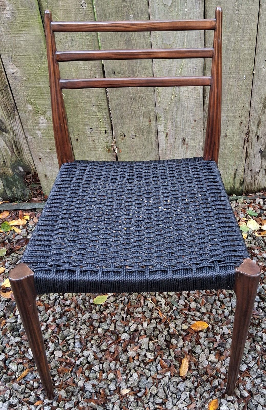 Mcm Ladder Back Danish Papercord Statement/Desk Chair Walnut Effect photo Furniture