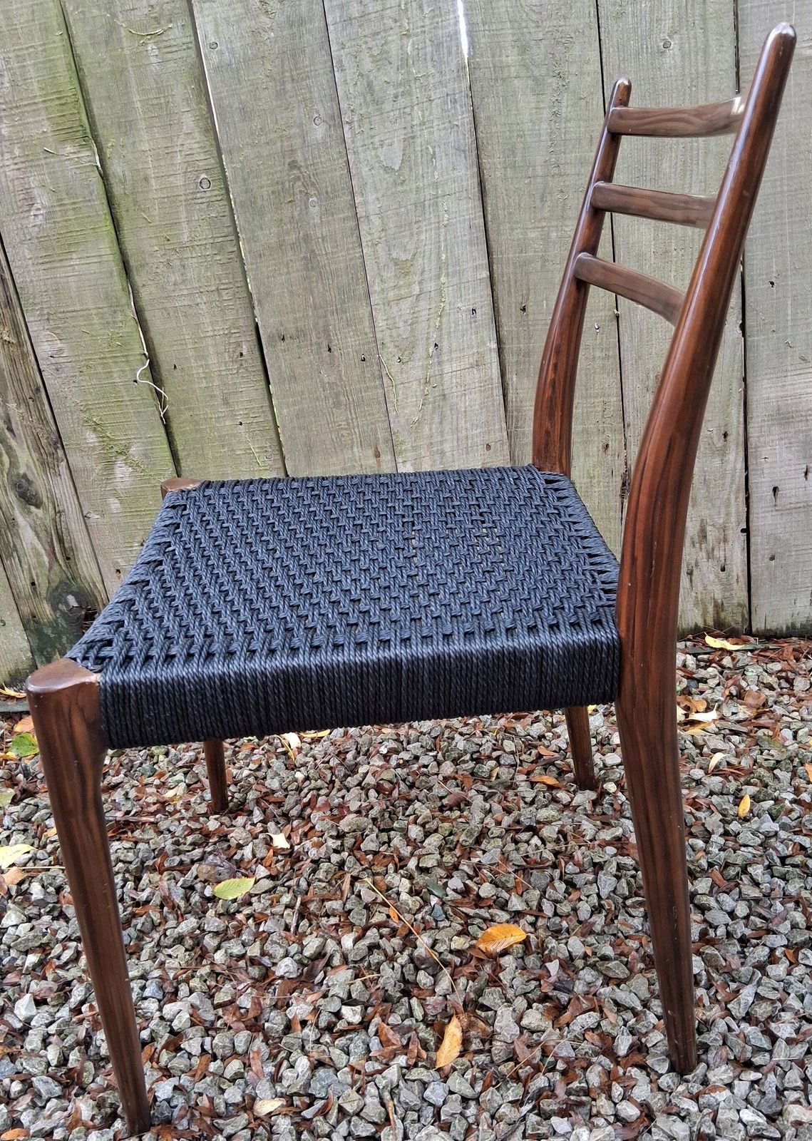 Mcm Ladder Back Danish Papercord Statement/Desk Chair Walnut Effect photo 500.0