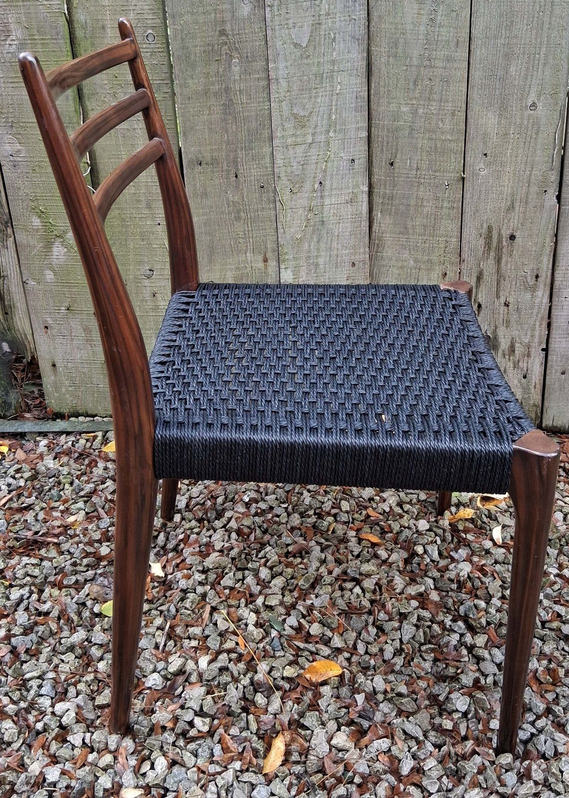 photo furniture Mcm Ladder Back Danish Papercord Statement/Desk Chair Walnut Effect